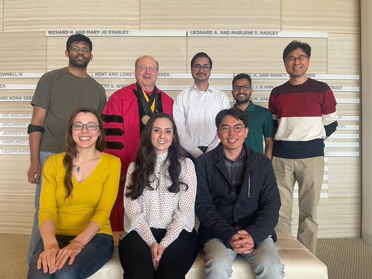 with Lab members at the ceremony